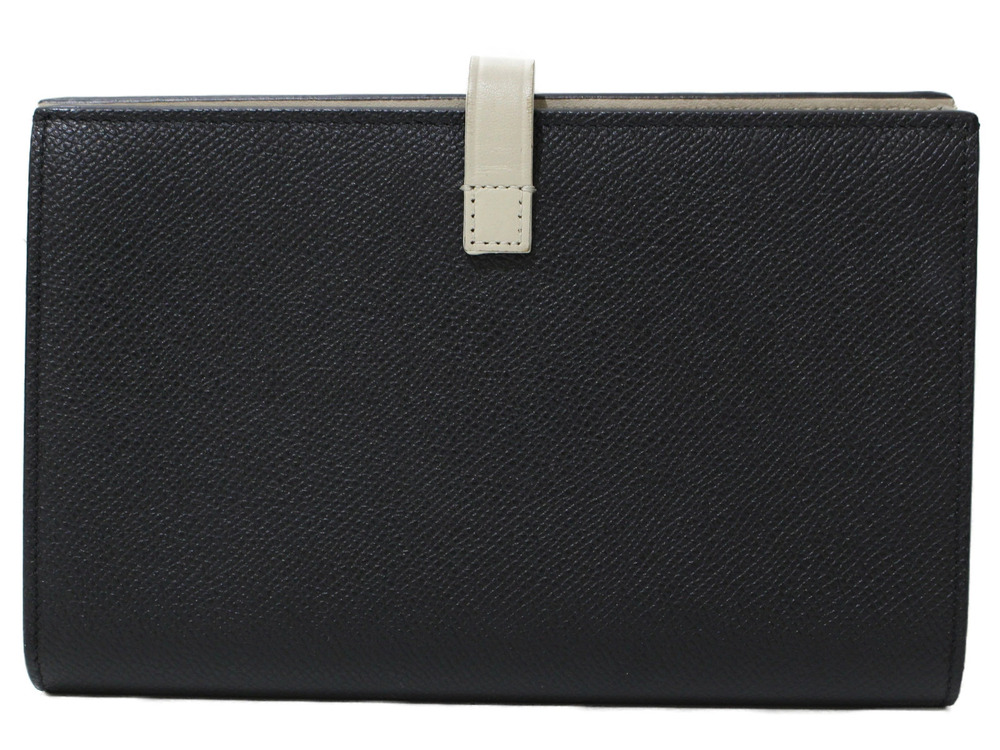 Celine Ivory fold Bi Long Black Strap White Wallet